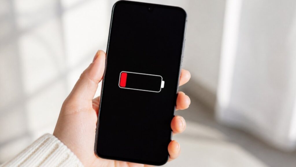 電池残量が少ない表示のスマホ